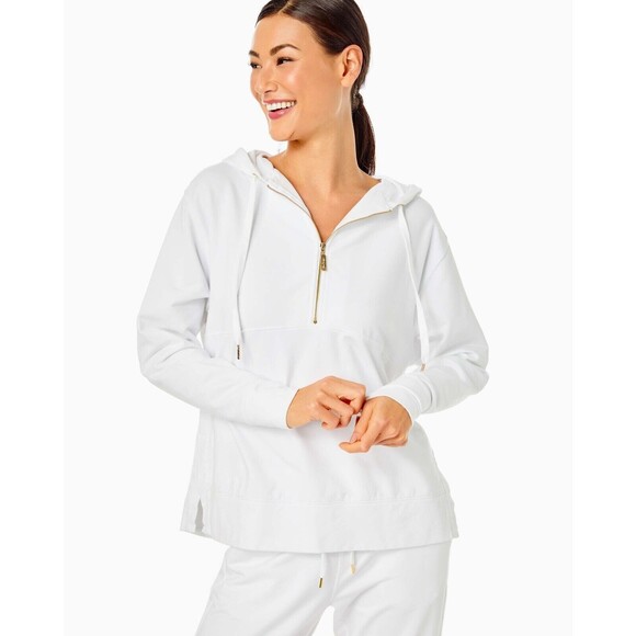 Lilly Pulitzer Lora Sweatshirt Hoodie Top Resort White Oversized S NWD 278838 - Picture 3 of 14